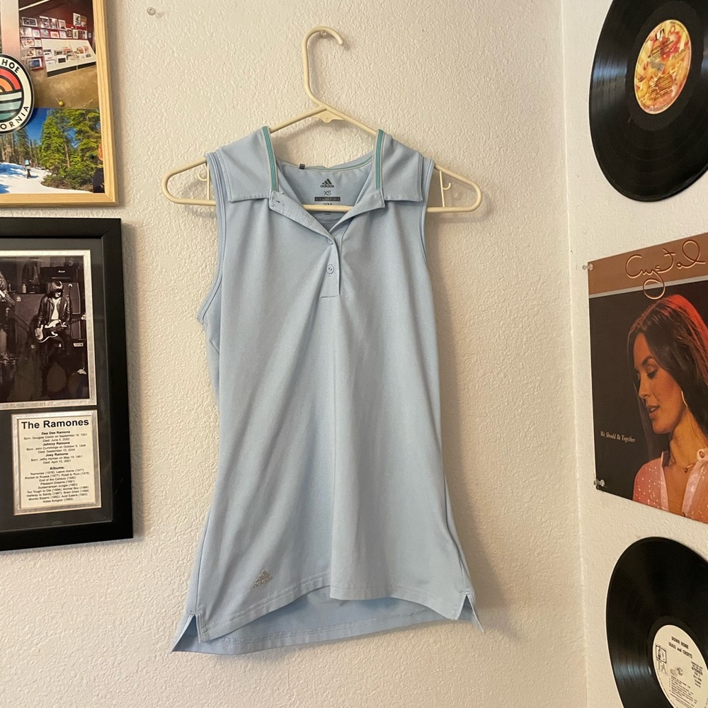 Adidas Light Blue Sleeveless Tank Top